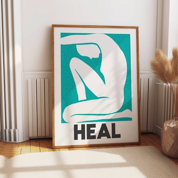 Poster126 Other - Heal Inspirational Poster - Blue Abstract Figure Modern Wall Art